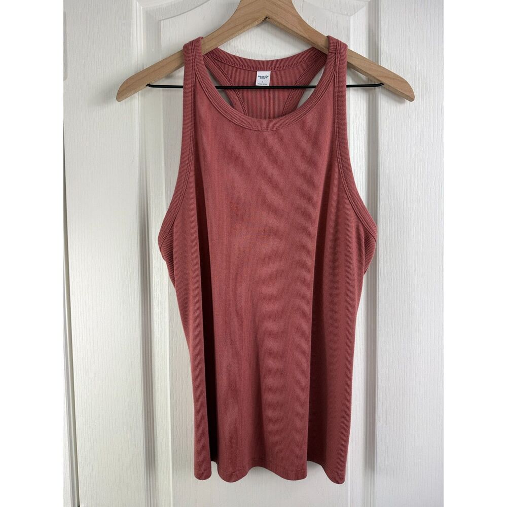Old Navy Active High Neck Racerback Ribbed Top Mauve Pink Women's L Large